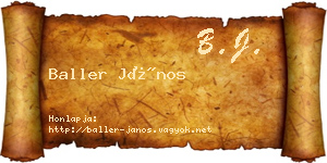 Baller János névjegykártya