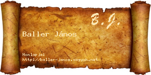 Baller János névjegykártya